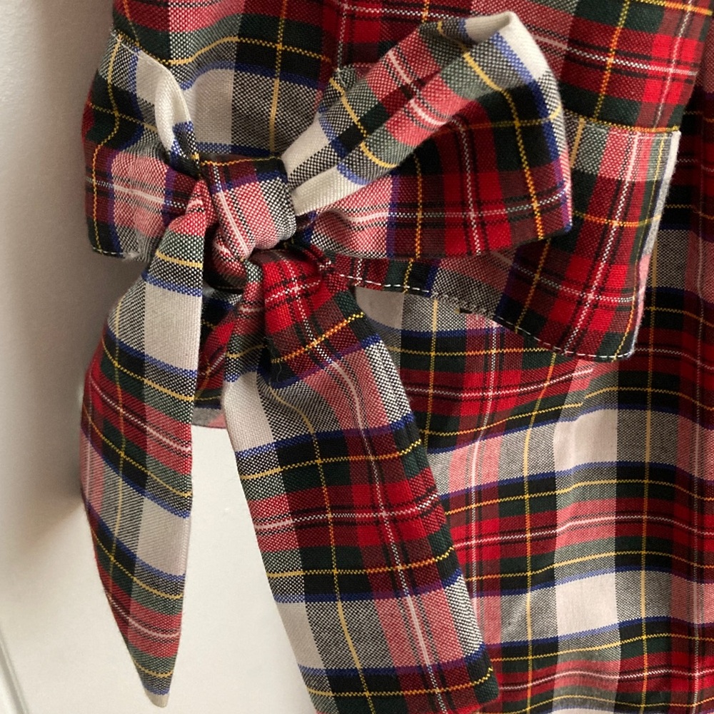 Elizabeth Wilson Designs Judy Lanien Dress in Ivory Tartan. Size Medium - Picture 6 of 12
